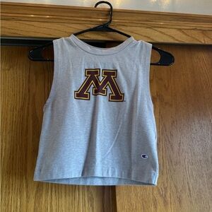 UMN Champion Gray Sleeveless Crop Top